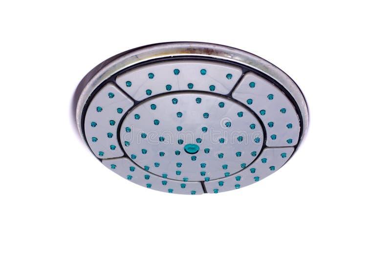 Shower Head in Man S Hand Isolated on White Stock Image Image of