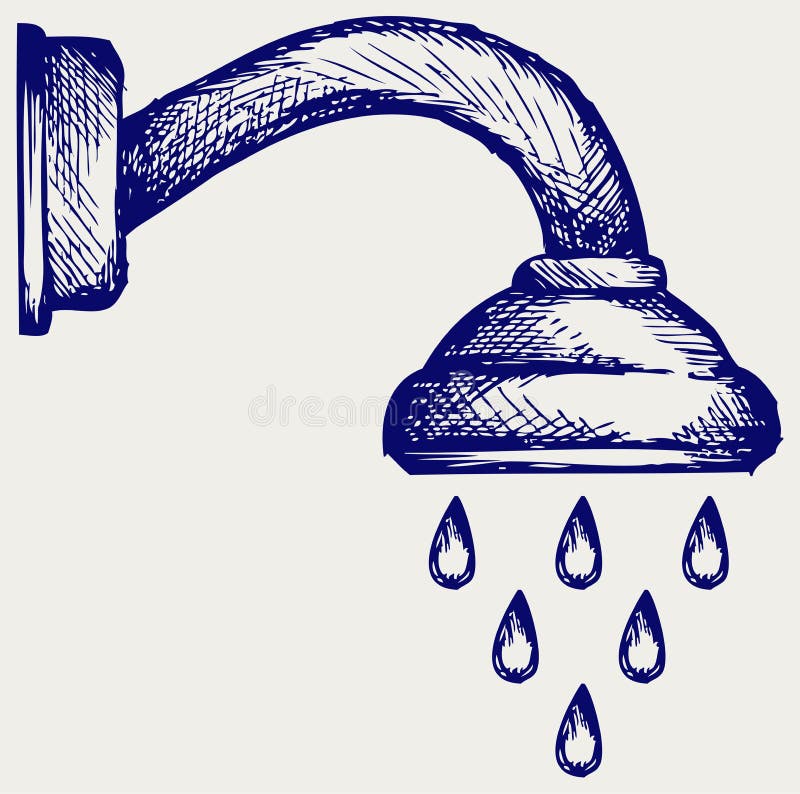 Shower Head stock vector. Illustration of liquid, handwritten 38637260