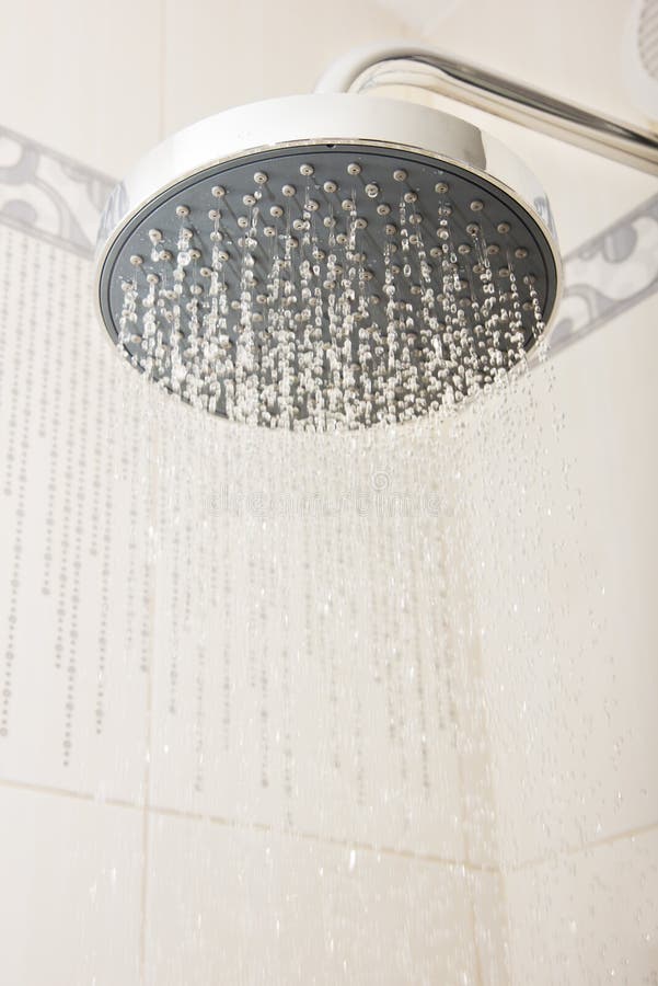 Shower Head with Drops and Streams of Water Stock Photo Image of