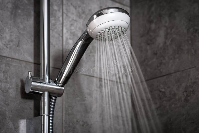 Shower Head and Flying Water Drops Stock Photo Image of household