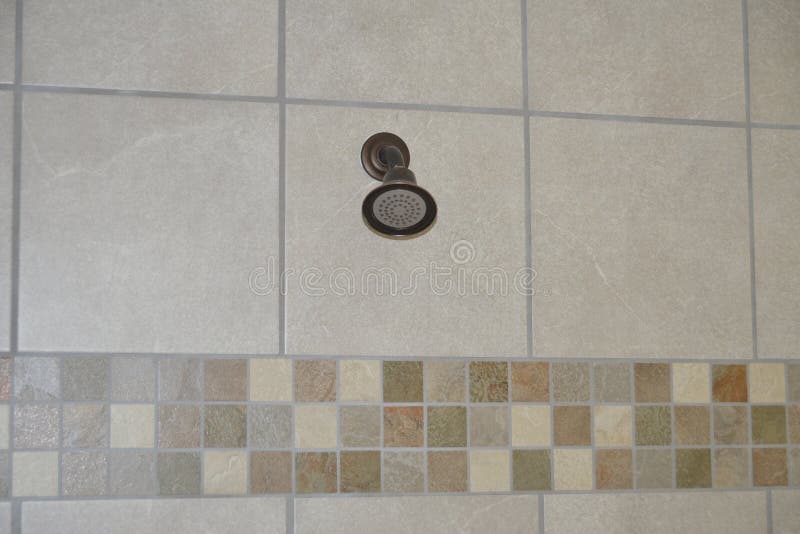 Shower Head in Marble and Granite Tiled Shower Stock Photo Image of