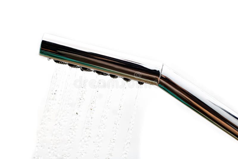 Shower Head with Water Drops on a White Background Stock Image Image