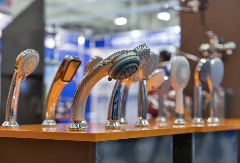 Shower Heads on the Stand in a Hardware Store Stock Photo Image of