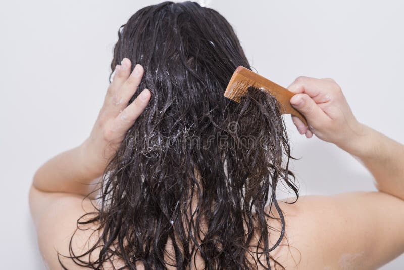 Long hair shower abused curly