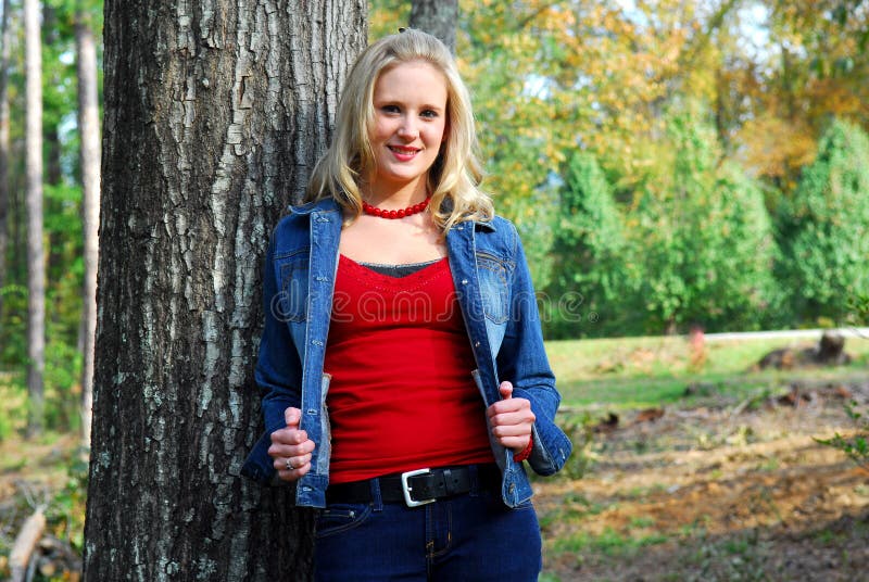 denim jacket red shirt
