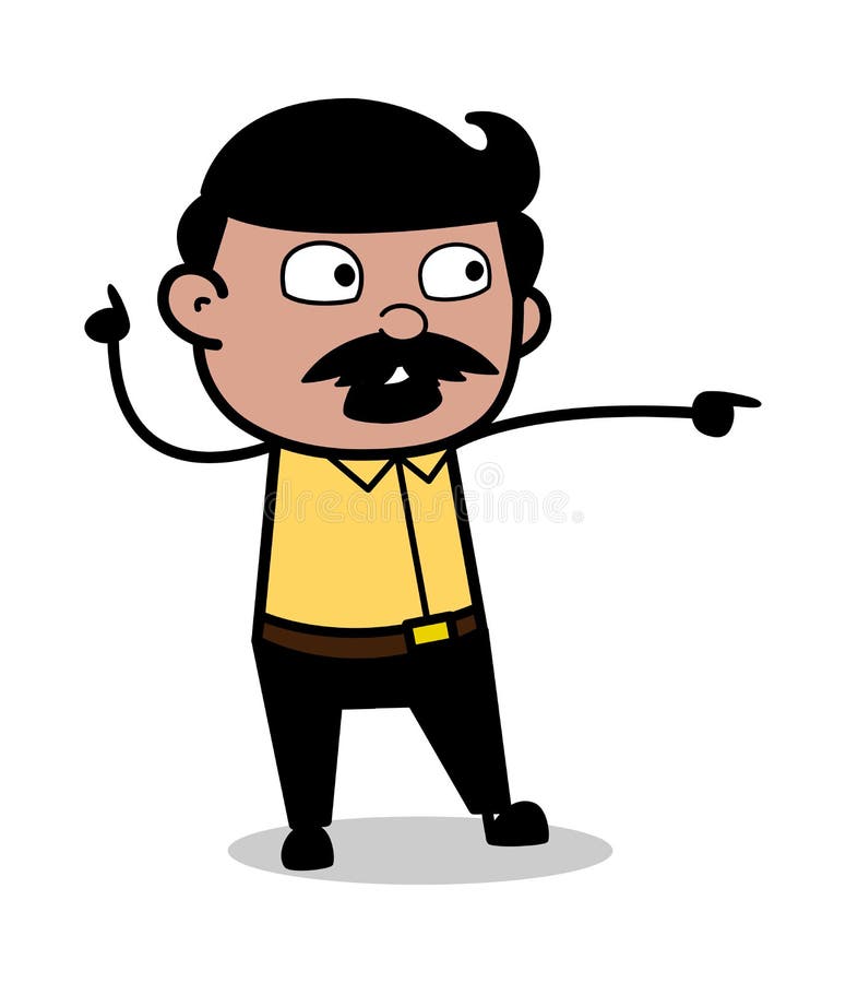 Showing While Talking - Indian Cartoon Man Father Vector Illustration 