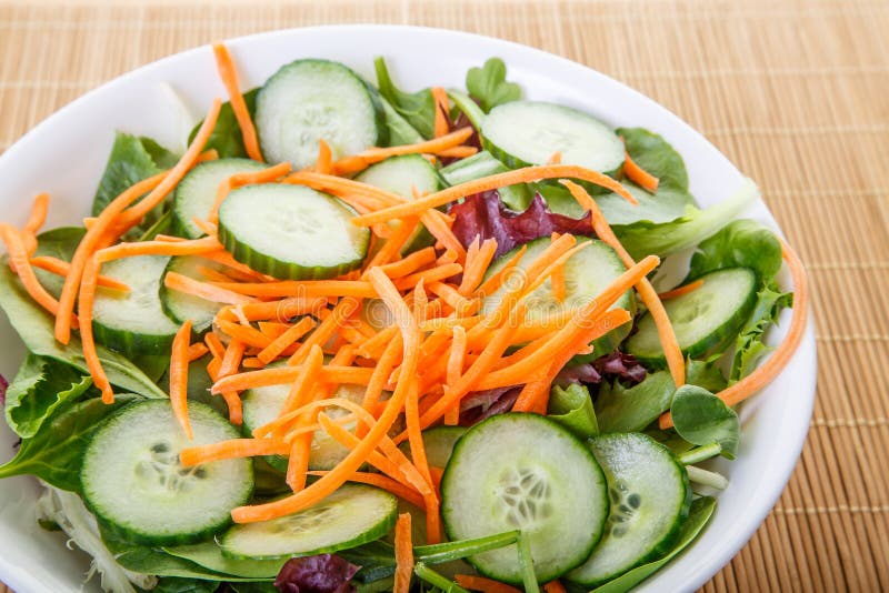 Shredded Carrots on Salad Closeup