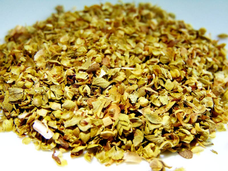 Shredded and Dried Oregano on White Stock Photo Image of white