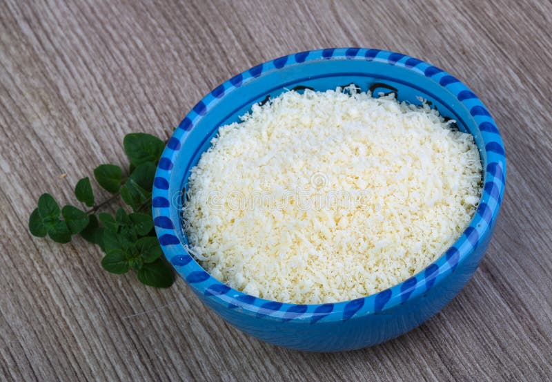 Shredded Parmesan Cheese with Spoon Stock Photo Image of view