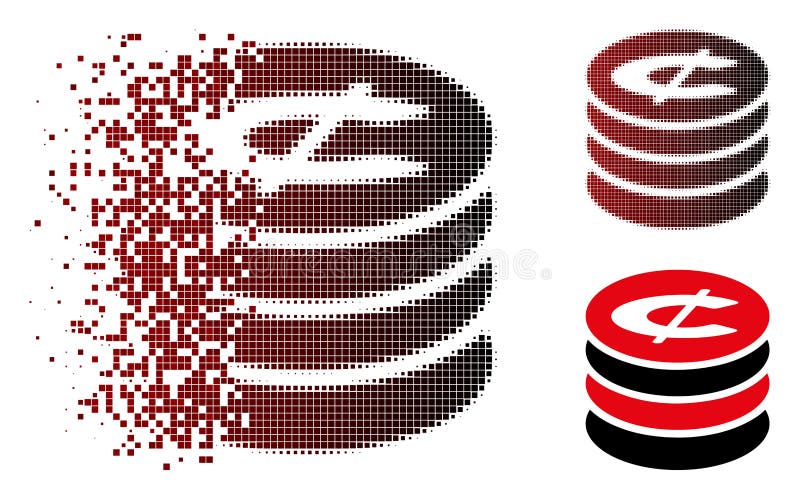 Shredded Pixel Halftone Cent Coins Stack Icon royalty free illustration