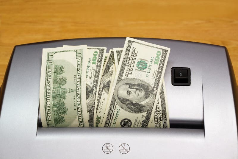 Money through a shredder stock photo. Image of shredder 31115698