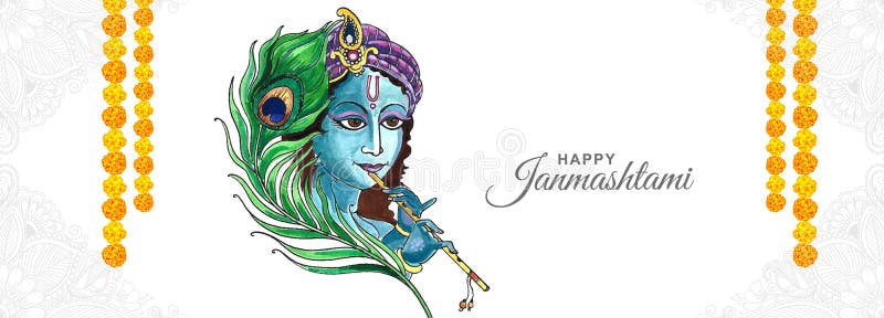 Shree Krishna Janmashtami Banner Festival Card Background Stock ...