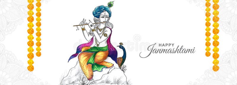 Shree Krishna Janmashtami Banner Festival Card Background Stock ...