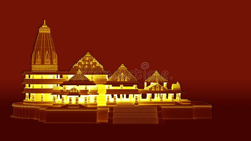 Shri Ram Mandir Ayodhya stock illustration. Illustration of building -  203853164
