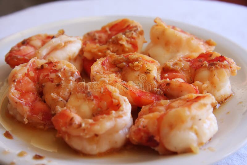 Shrimp prawn appetizer cooked seasoned seafood dish. Shrimp prawn appetizer cooked seasoned seafood dish