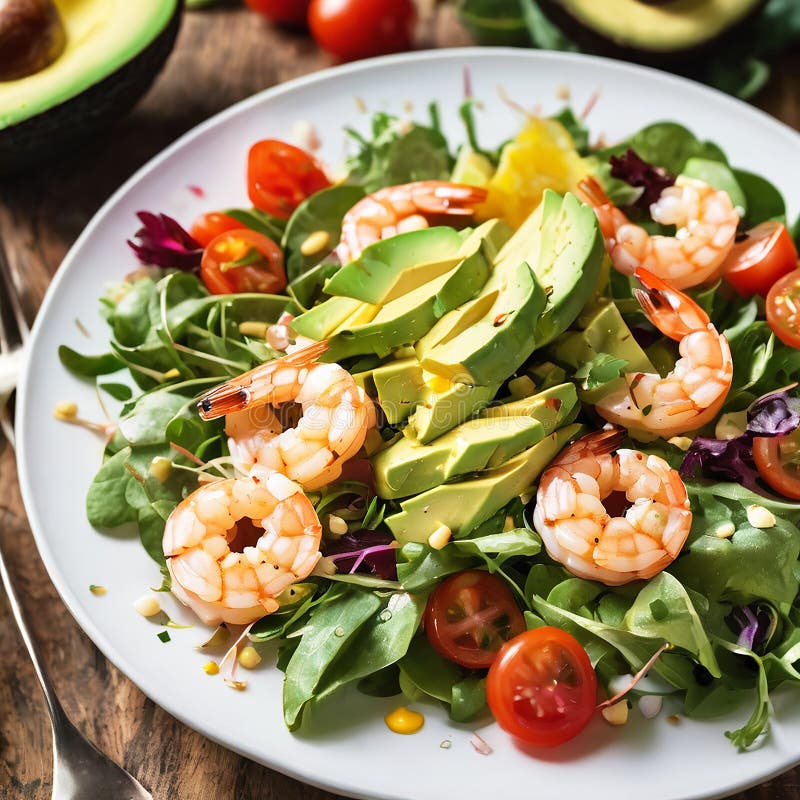 Shrimp and Avocado Salad stock photo. Image of nourishing - 8517560