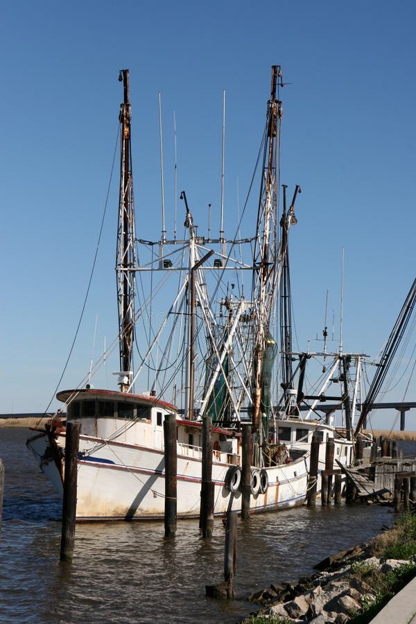 Shrimp Boats 1 stock image. Image of dock, river, nets 1034723