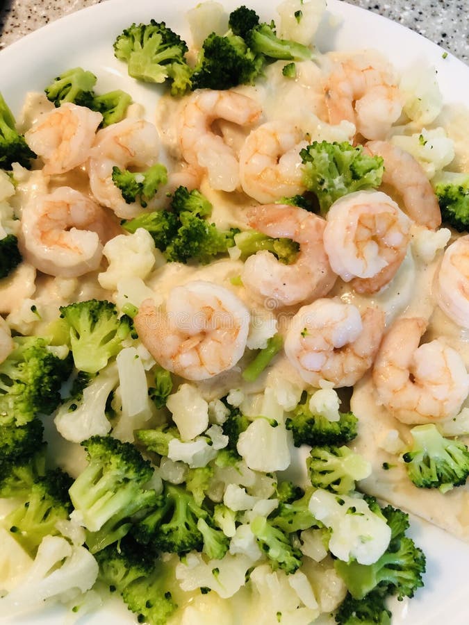 Shrimp, Broccoli, Cauliflower, Stir-fry Stock Photo - Image of choice