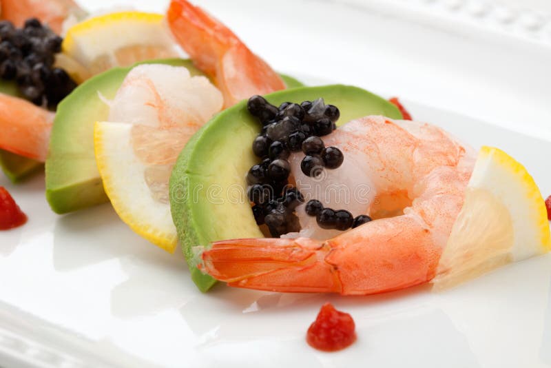 Shrimp Cocktail with Black Caviar