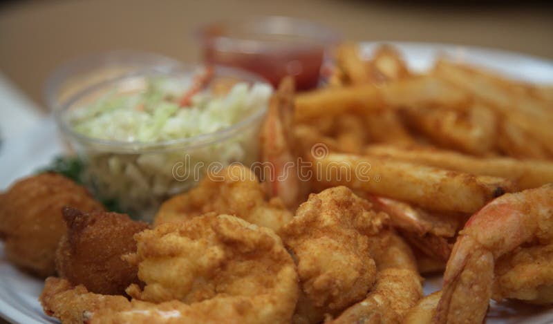 Shrimp Dinner with Fries and Slaw