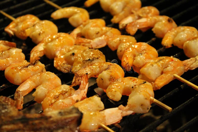 Shrimp on the grill stock photo. Image of charcoal, barby 93194864