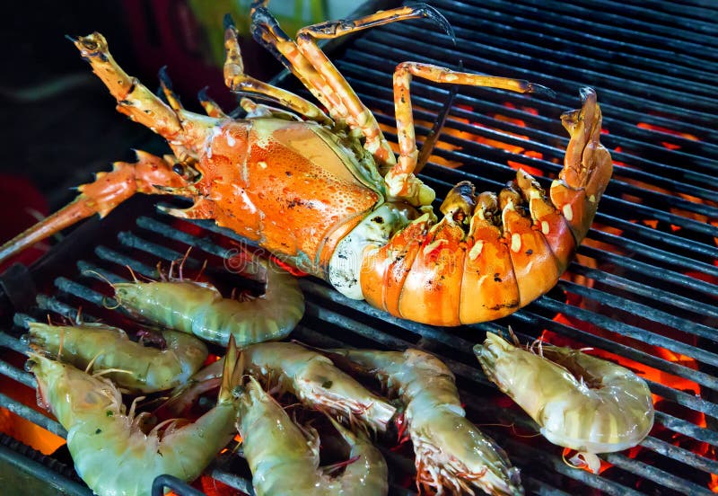 Shrimp and Lobster Seafood BBQ Stock Photo Image of fisher, crayfish 55540440
