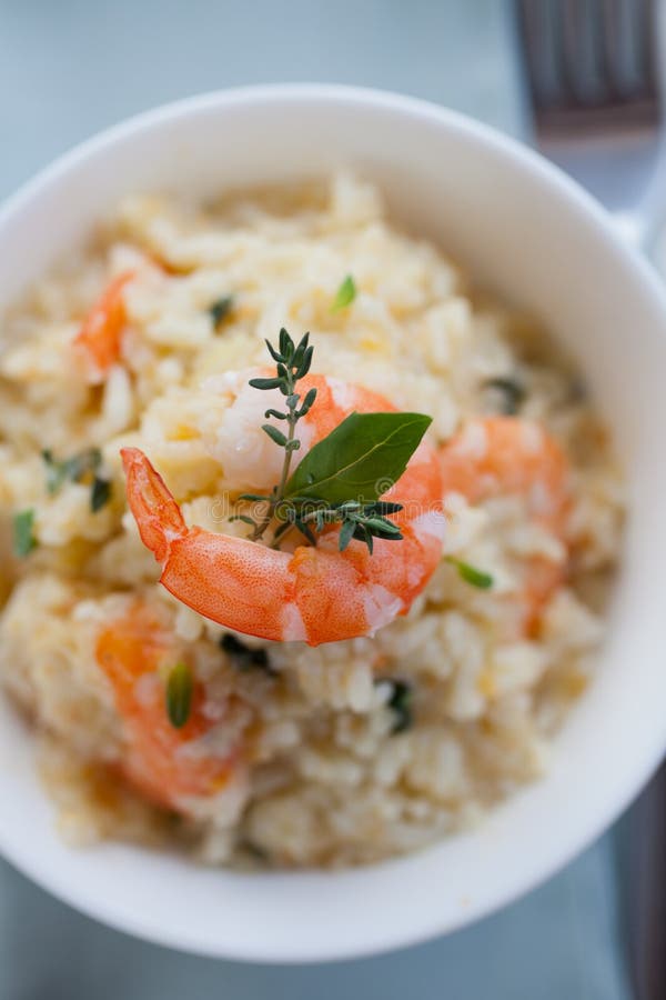 Shrimp risotto stock image. Image of cuisine, dish, dinner 160597387