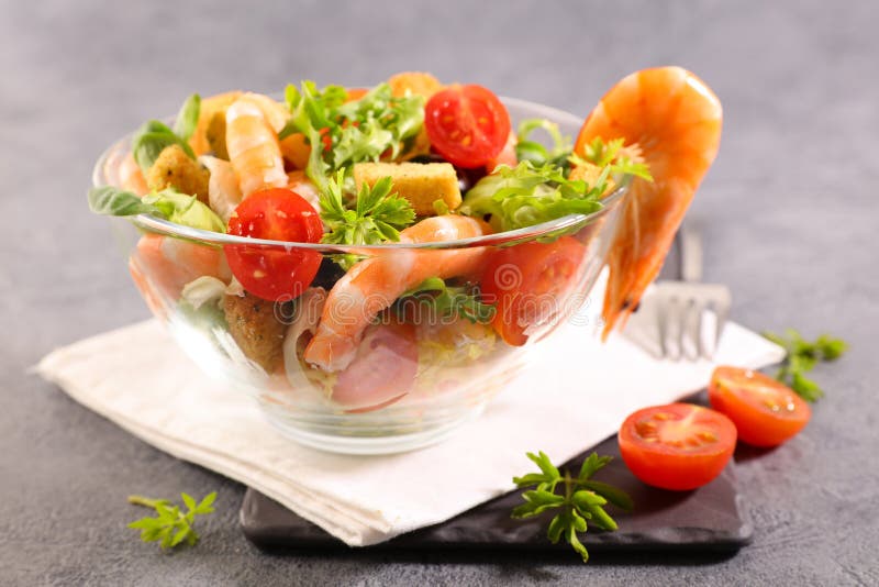 Shrimp salad in bowl