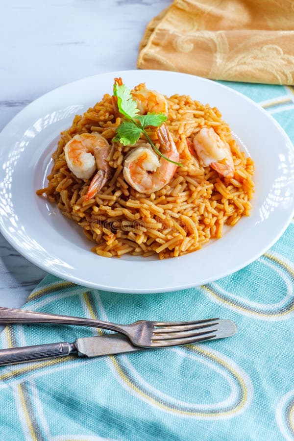 Shrimp Spanish Rice stock photo. Image of pepper, gambas - 157713126