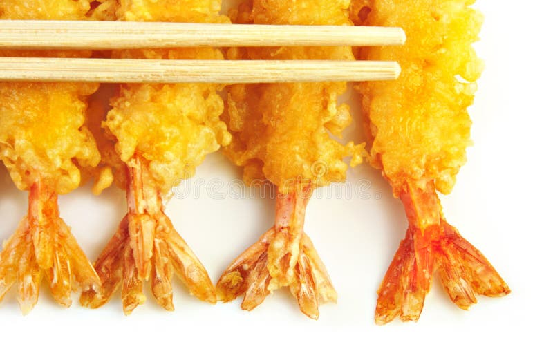 Shrimp Tempura with Chopsticks Stock Photo Image of tails, fried