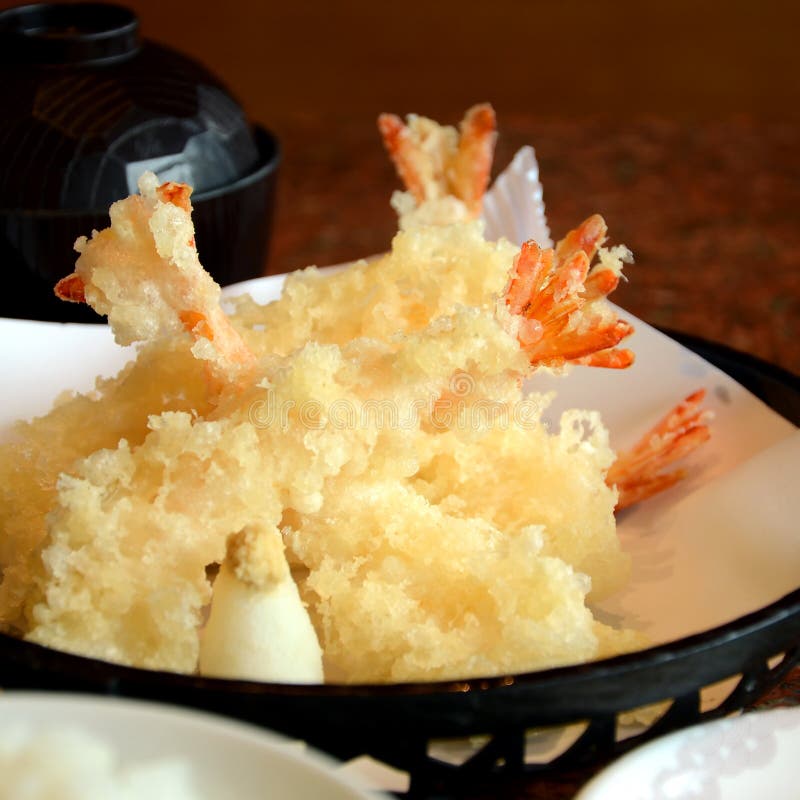 Shrimp Tempura Ramen, Japanese Fastfood Style. Stock Photo - Image of