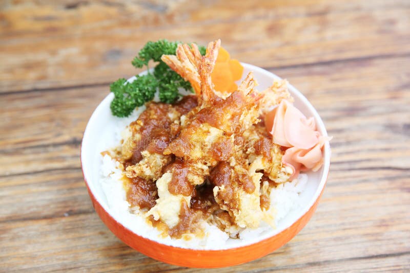 Shrimp tempura don stock image. Image of bowl, lifestyle 136965121