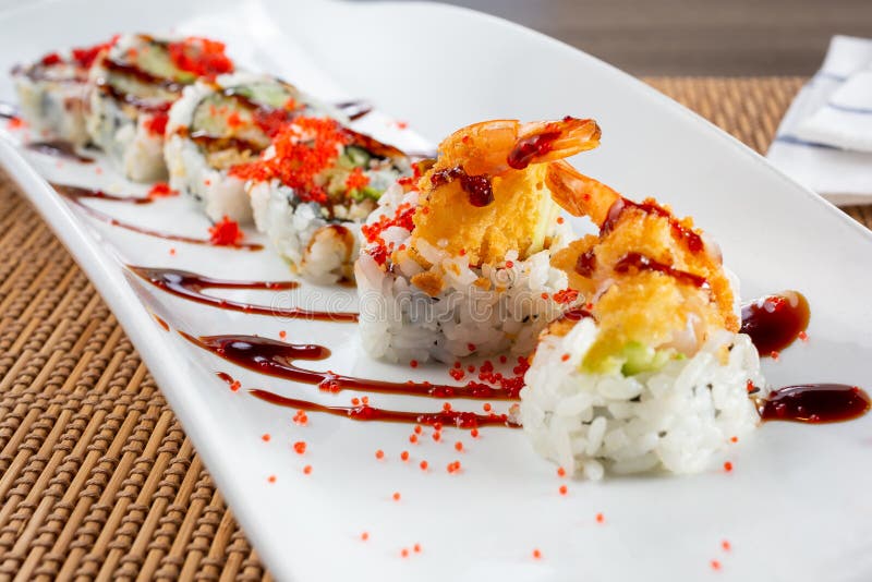 Shrimp tempura roll stock image. Image of teriyaki, setting 192732245