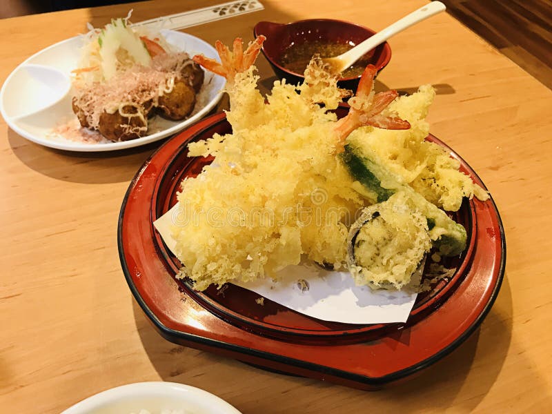 Shrimp and Various Vegetable Tempura. Stock Photo Image of cracking