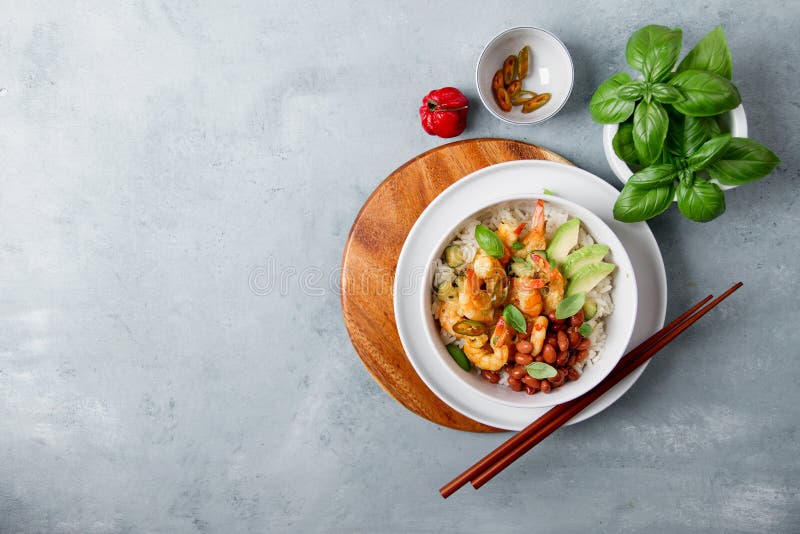 Shrimps in Curry Sauce and Rice Stock Photo Image of closeup, prawn