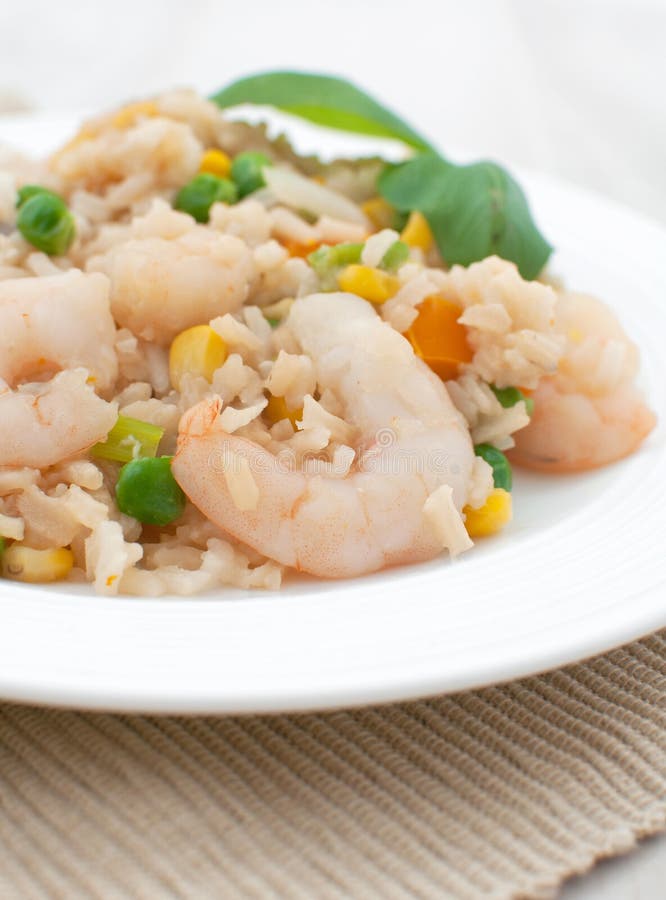 Shrimps with Rice and Vegetables Stock Image Image of garnish, carrot