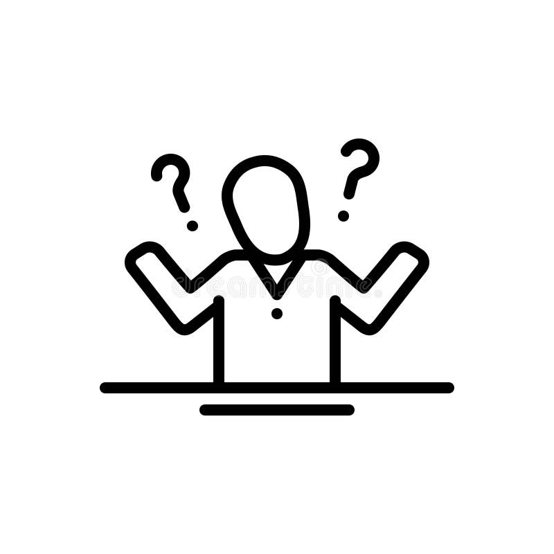 Black line icon for Shrug, doubt and unsure vector illustration