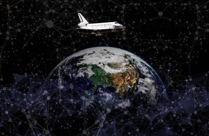 space ship shuttle on the earth orbit in atmosphere. flying in outer space. Elements of this image furnished by NASA royalty free stock photos space ship shuttle on the earth orbit in atmosphere. flying in outer space. Elements of this image furnished by NASA royalty free stock photos