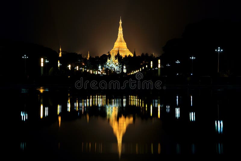 Shwedagon Pagoda at night in Yangon