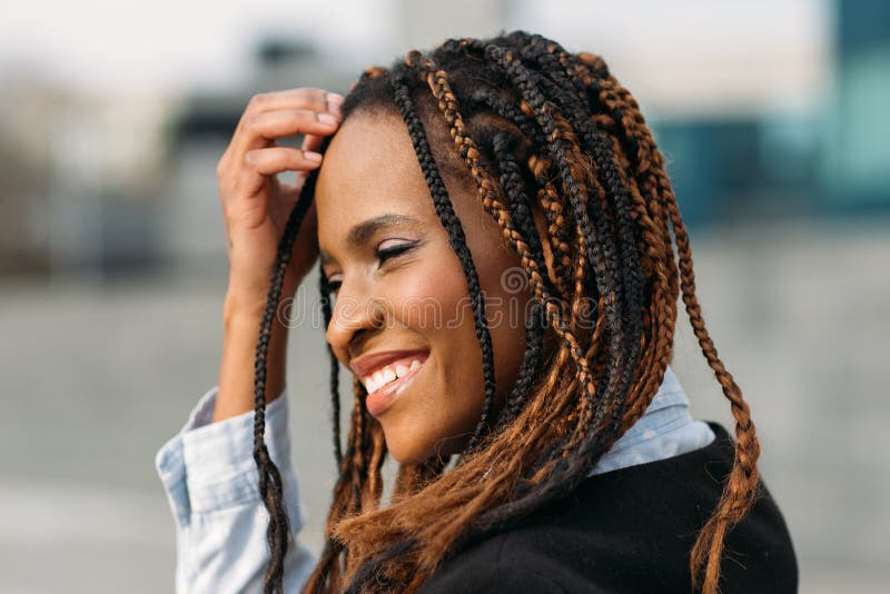 Shy African American woman. Happy model