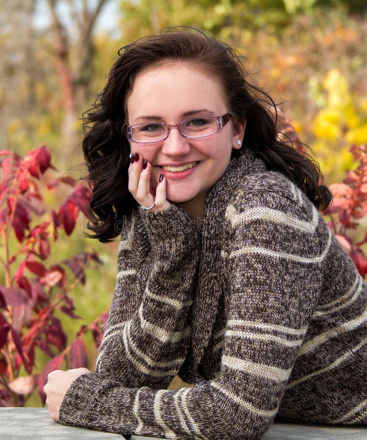 Shy Teen Girl Stock Image Image Of Autumn Brown Wi