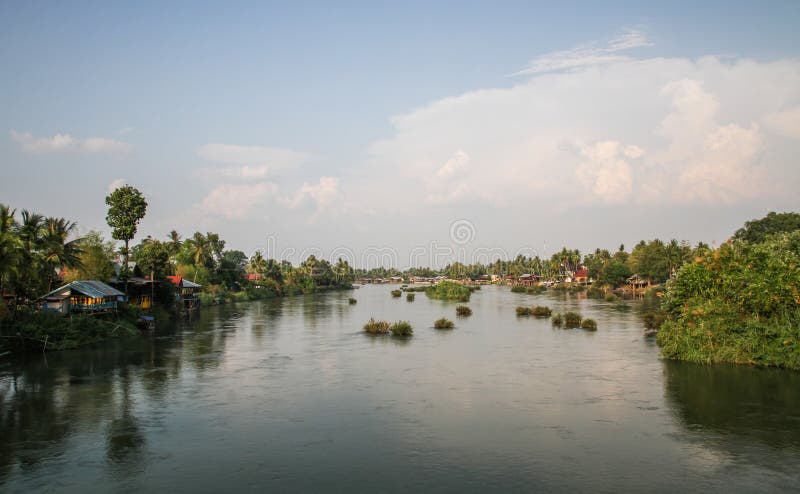 Don det at sundown, Si Phan Don, Champasak Province, Laos