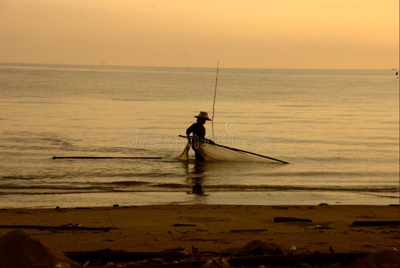 Siamesische Fischerlebensdauer stockfotografie Siamesische Fischerlebensdauer stockfotografie