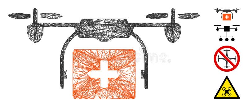 Siatka liniowa z wektorem przenoszenia dronów medycznych ilustracji