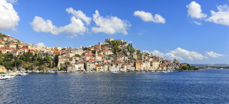 Sibenik panoramic view with beautiful clouds in Croatia. Sibenik panoramic view with beautiful clouds in Croatia