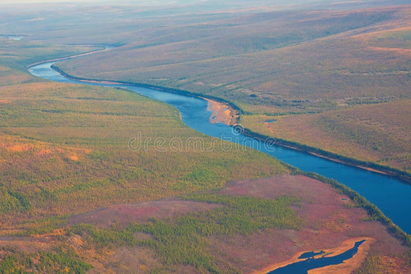 Siberian taiga river Kochechum