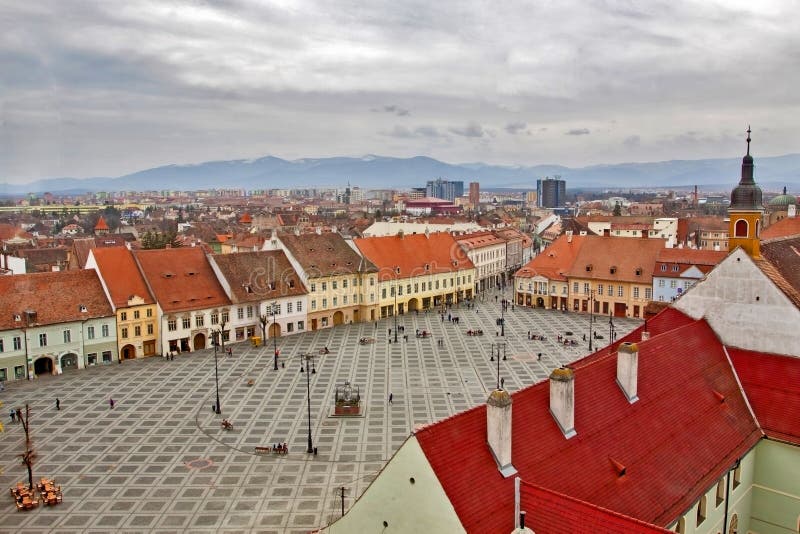 Sibiu-Hauptquadratansicht von oben
