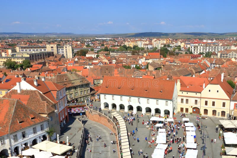 Sibiu Hermannstadt Old Town from Above, Transylvania, Romania Stock Image -  Image of bridge, culture: 234091947