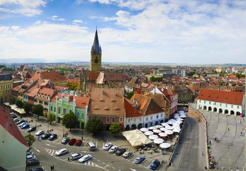 Sibiu Hermannstadt Old Town from Above, Transylvania, Romania Stock Image -  Image of bridge, culture: 234091947