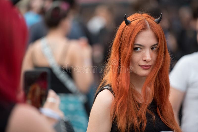 Rocker girls at metal festival